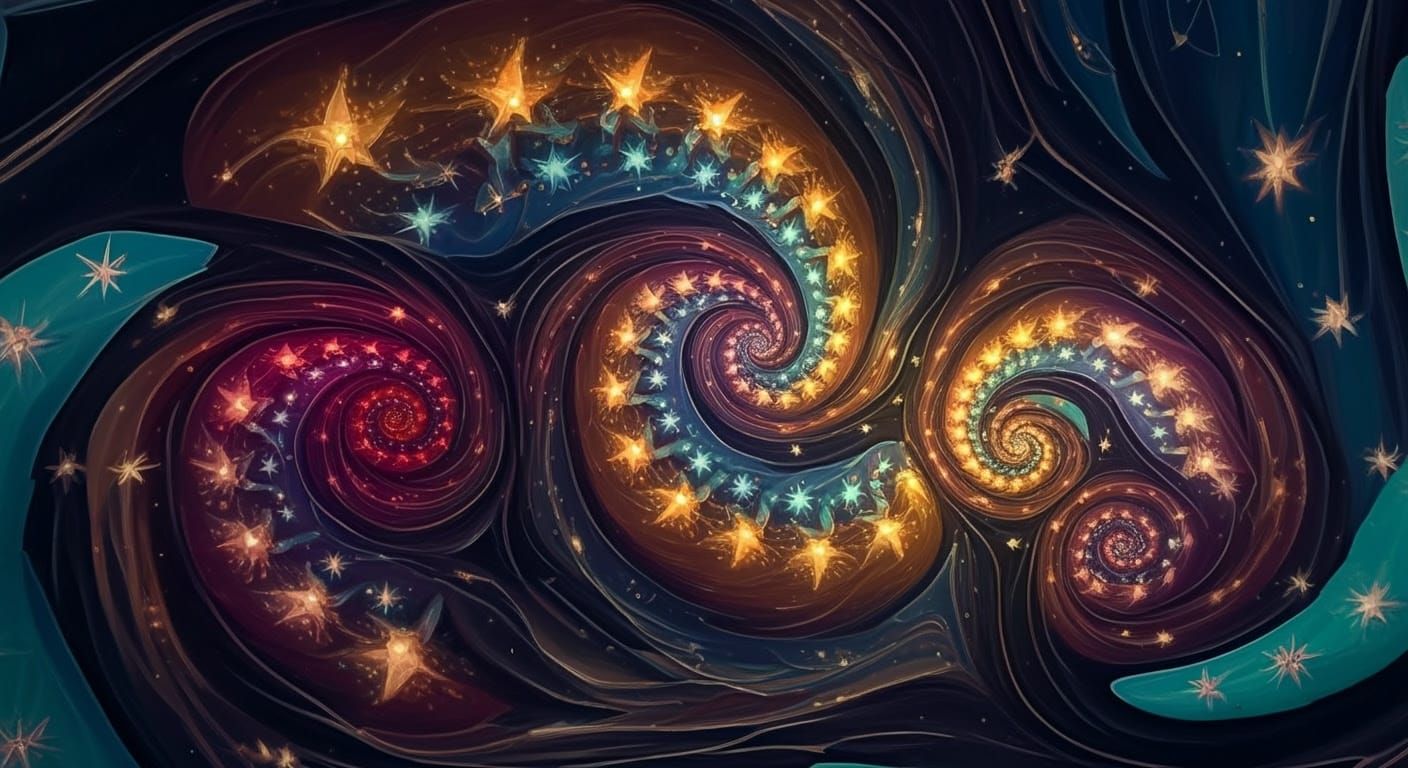 Surreal Abstract Spiral Geysers in Impasto Style