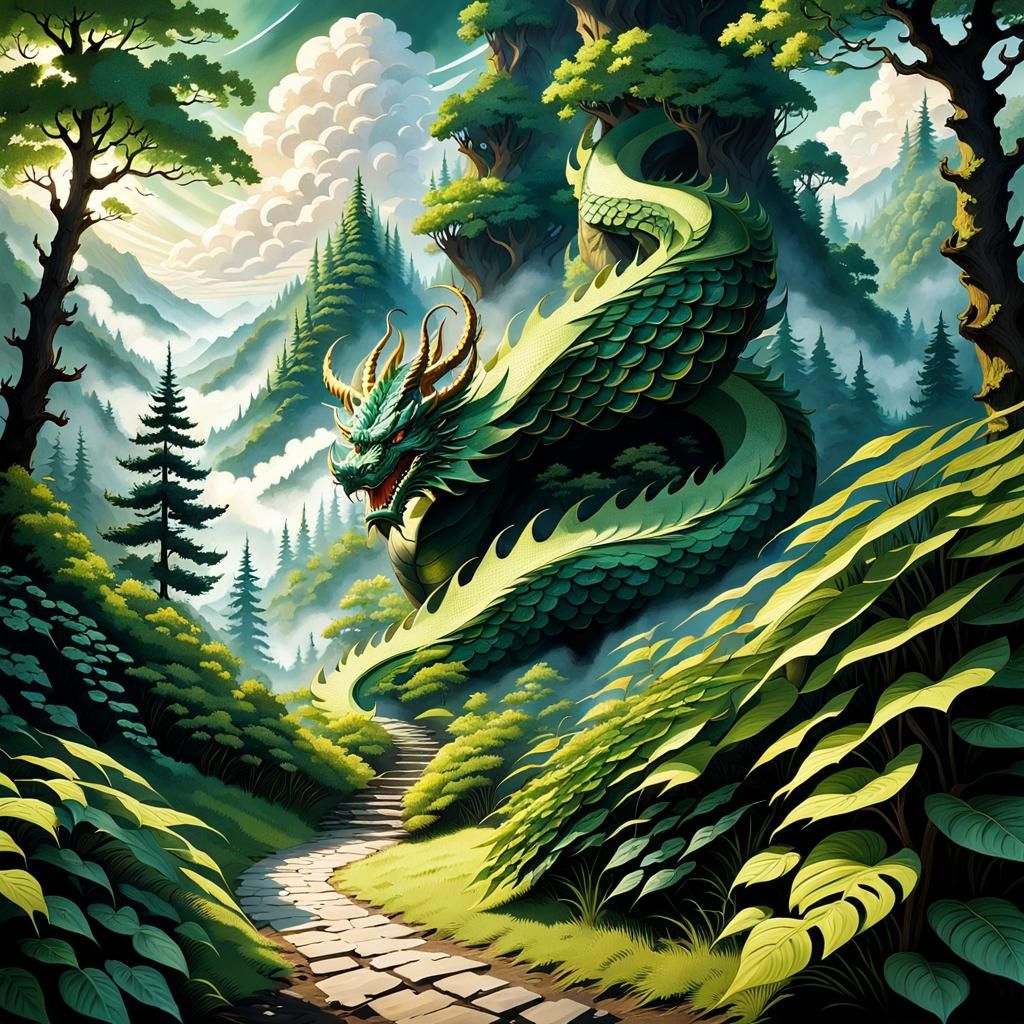 Forested Dragon Scale Path to Cloud Mountain