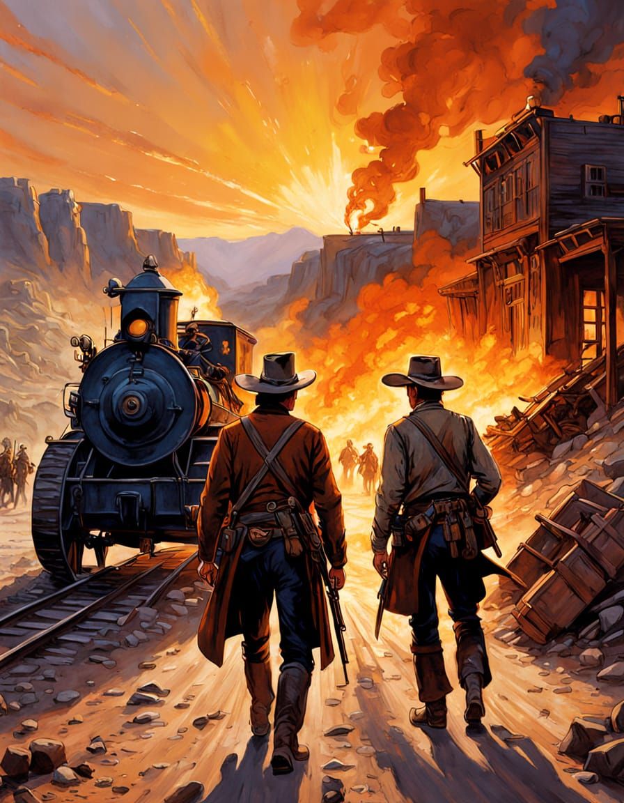 Epic Western Showdown at a Gold Mine Entrance