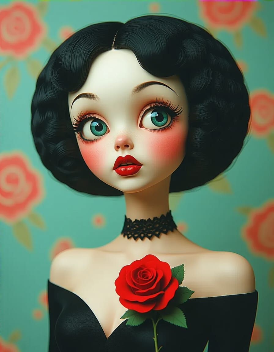 Whimsical Woman in Betty Boop Style