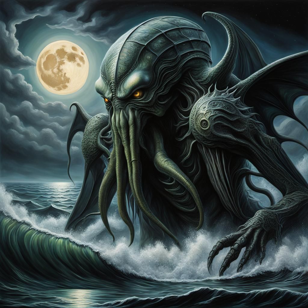 Cthulhu rising from the sea