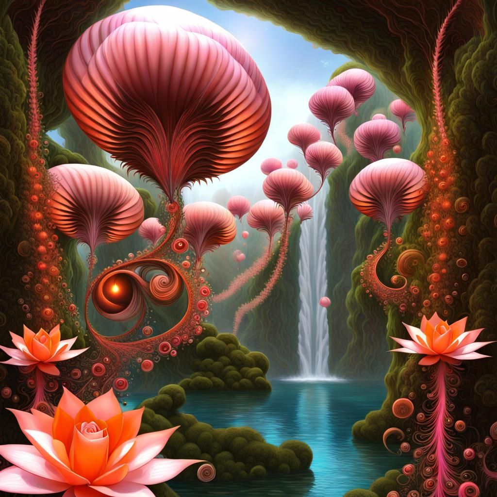 Luminous Bioluminescent Jungle with Fractal Details