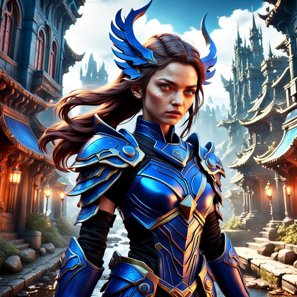 Anime Woman with Superpowers in Detailed Matte Painting