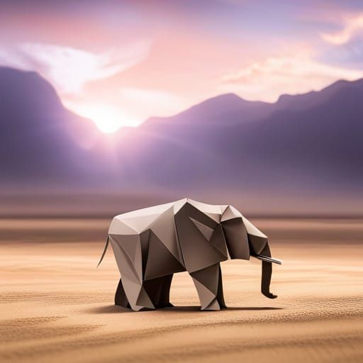 Origami Elephant Papercraft in Soft Focus