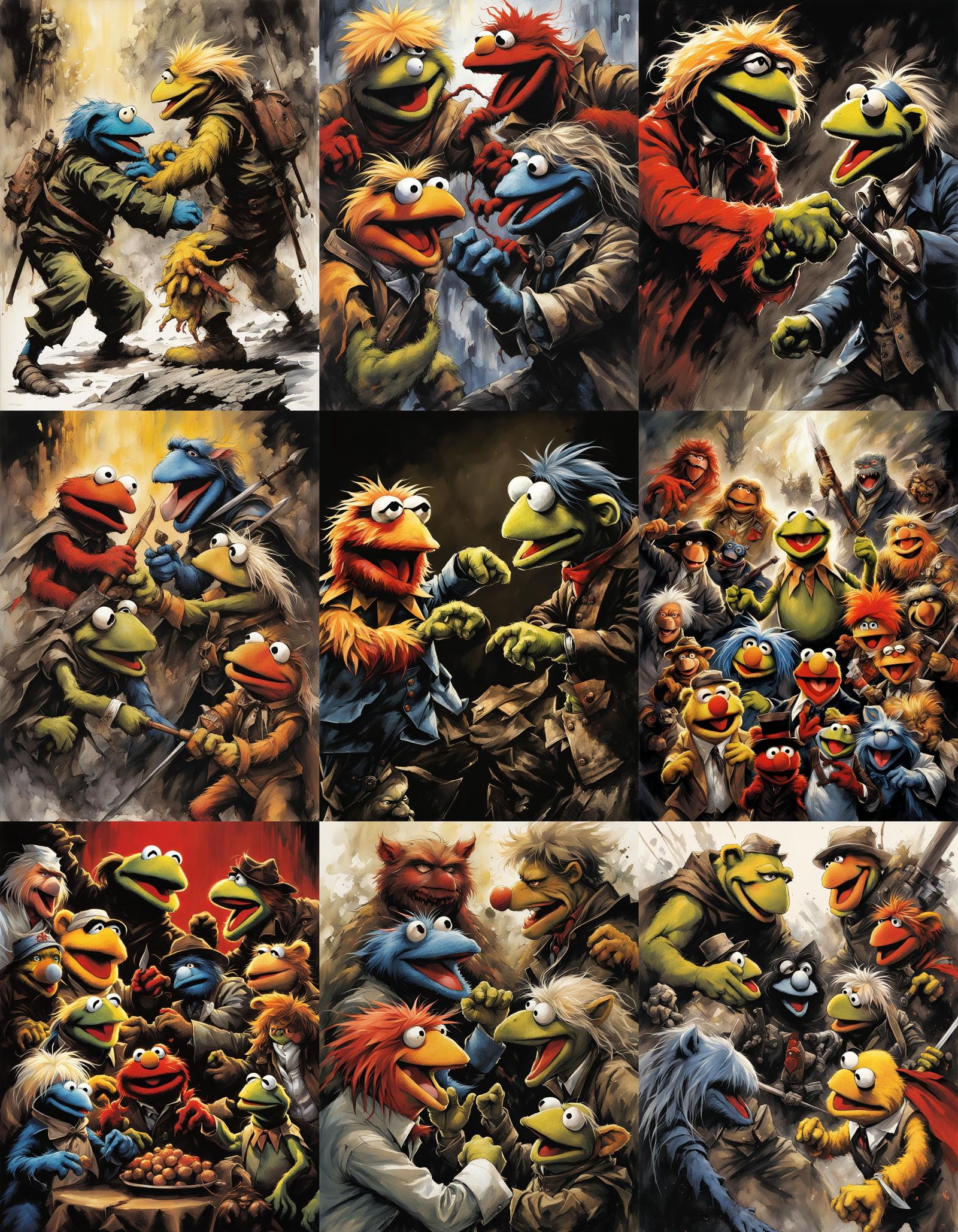 Muppets Fist Fighting Illustration
