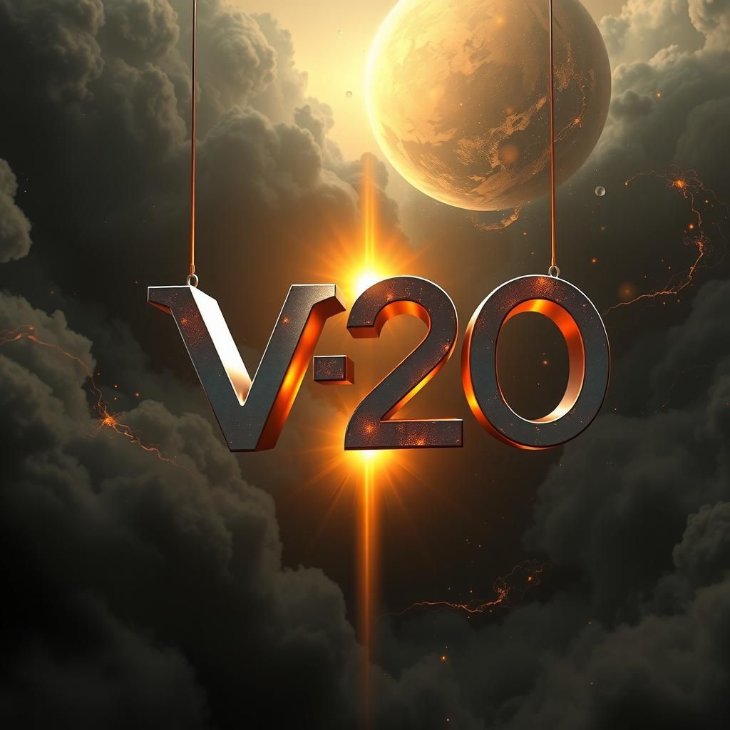 Ethereal Metallic V-20 Logo in Cosmic Scene