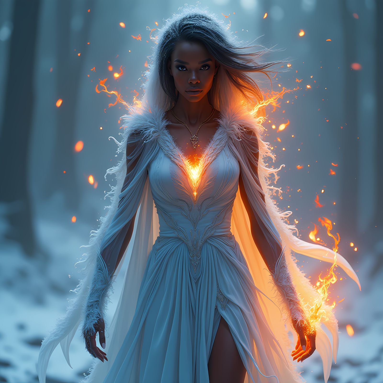 Fire and Ice Woman: A Matte Painting