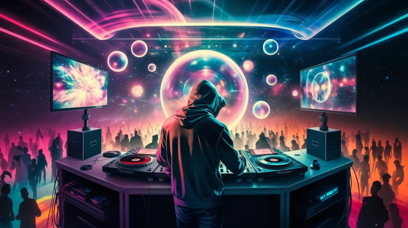 Cosmic DJ Concert in Multi-Dimensional Space