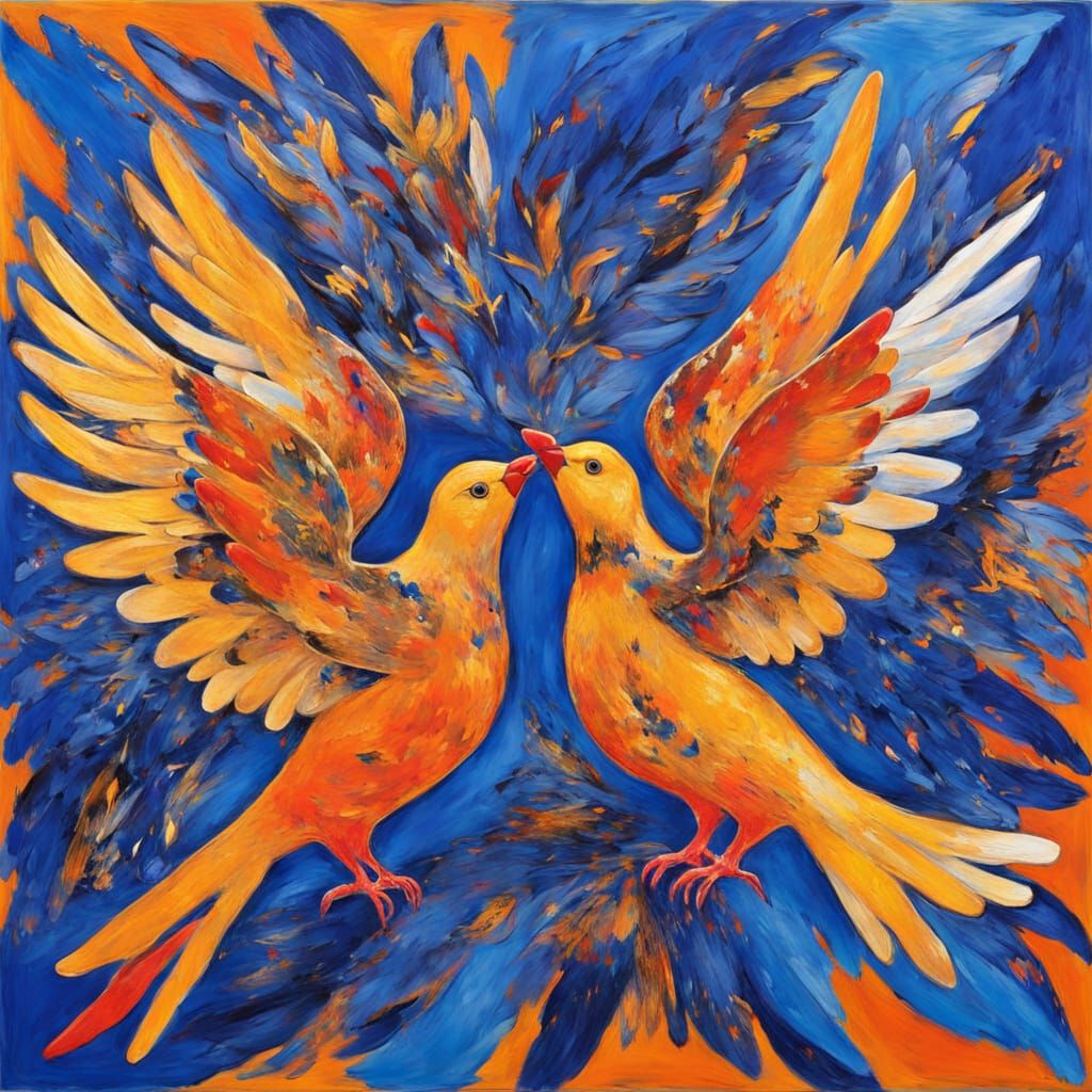 Doves of Unity in Vibrant Abstraction