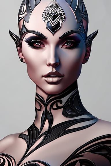 Beautiful Tattooed Woman: Digital Art Masterpiece