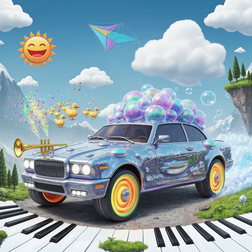 Absurd Futuristic Car in Surreal Digital Illustration