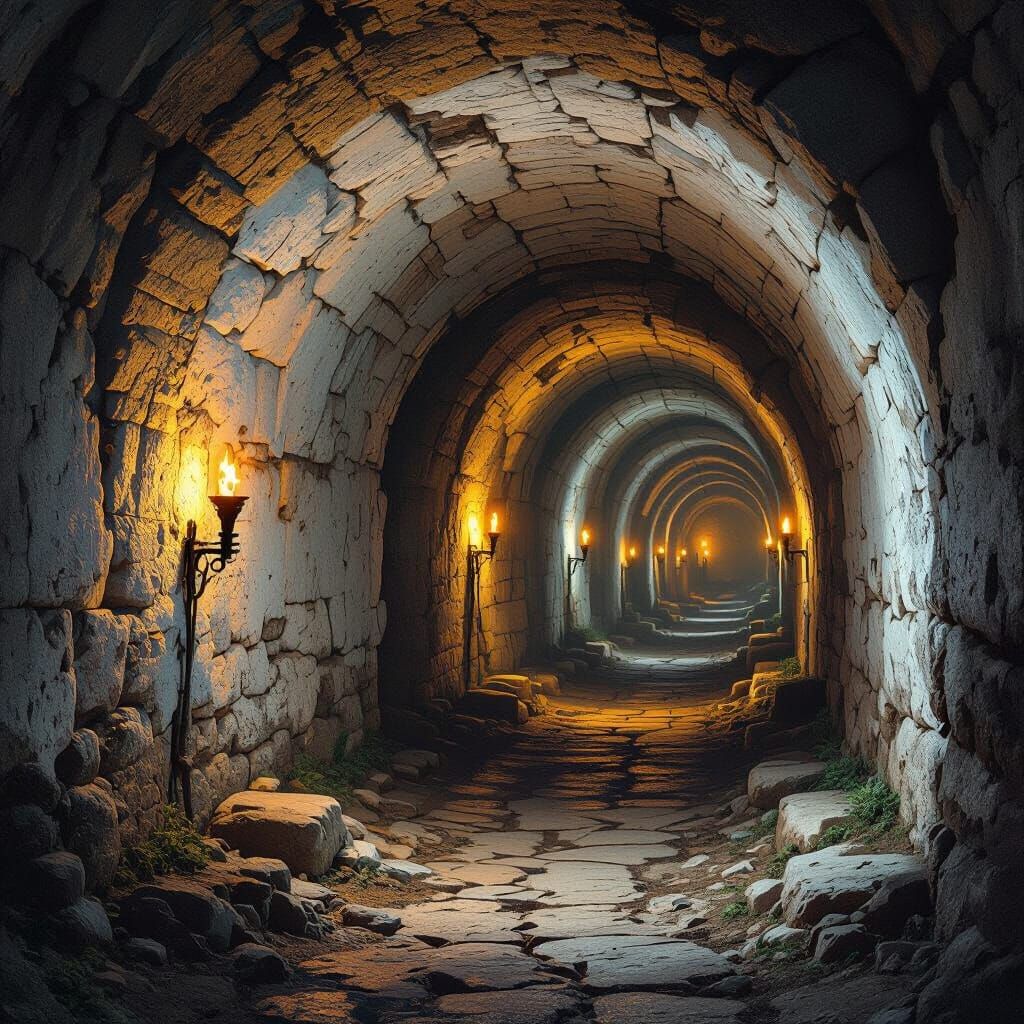 Mystical Catacombs with Eerie Shadows