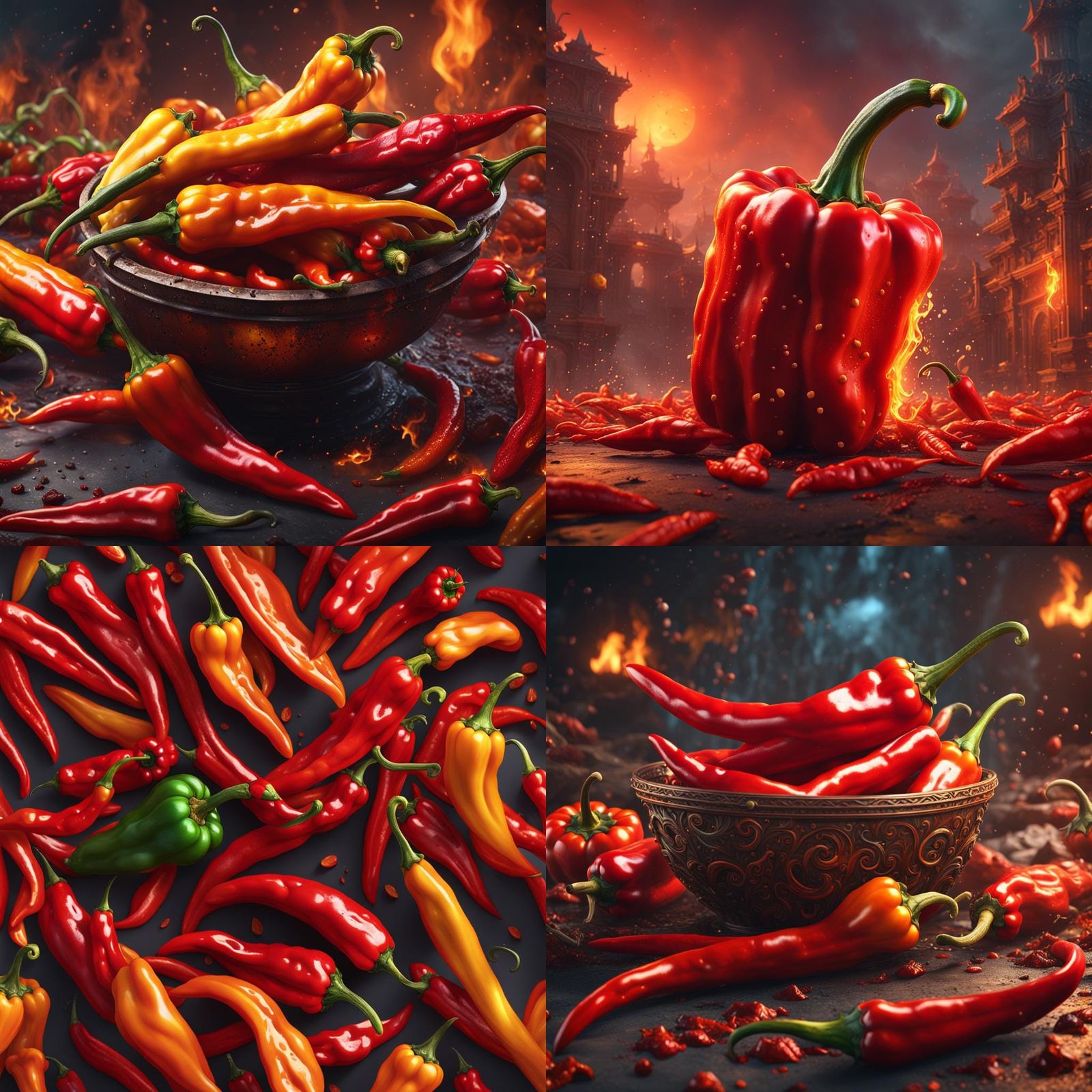 Fantastical Super Hot Pepper in Detailed Matte Painting