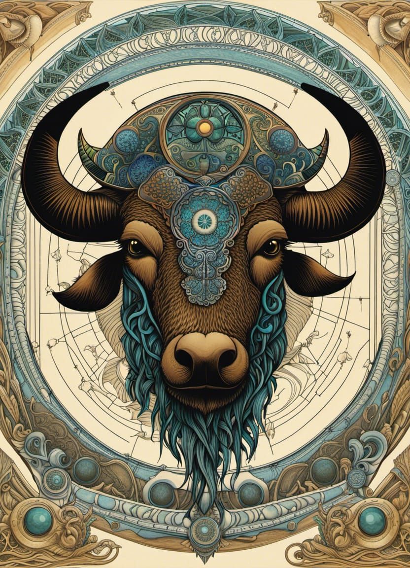 Technical Bison with Celtic and Druidic Elements