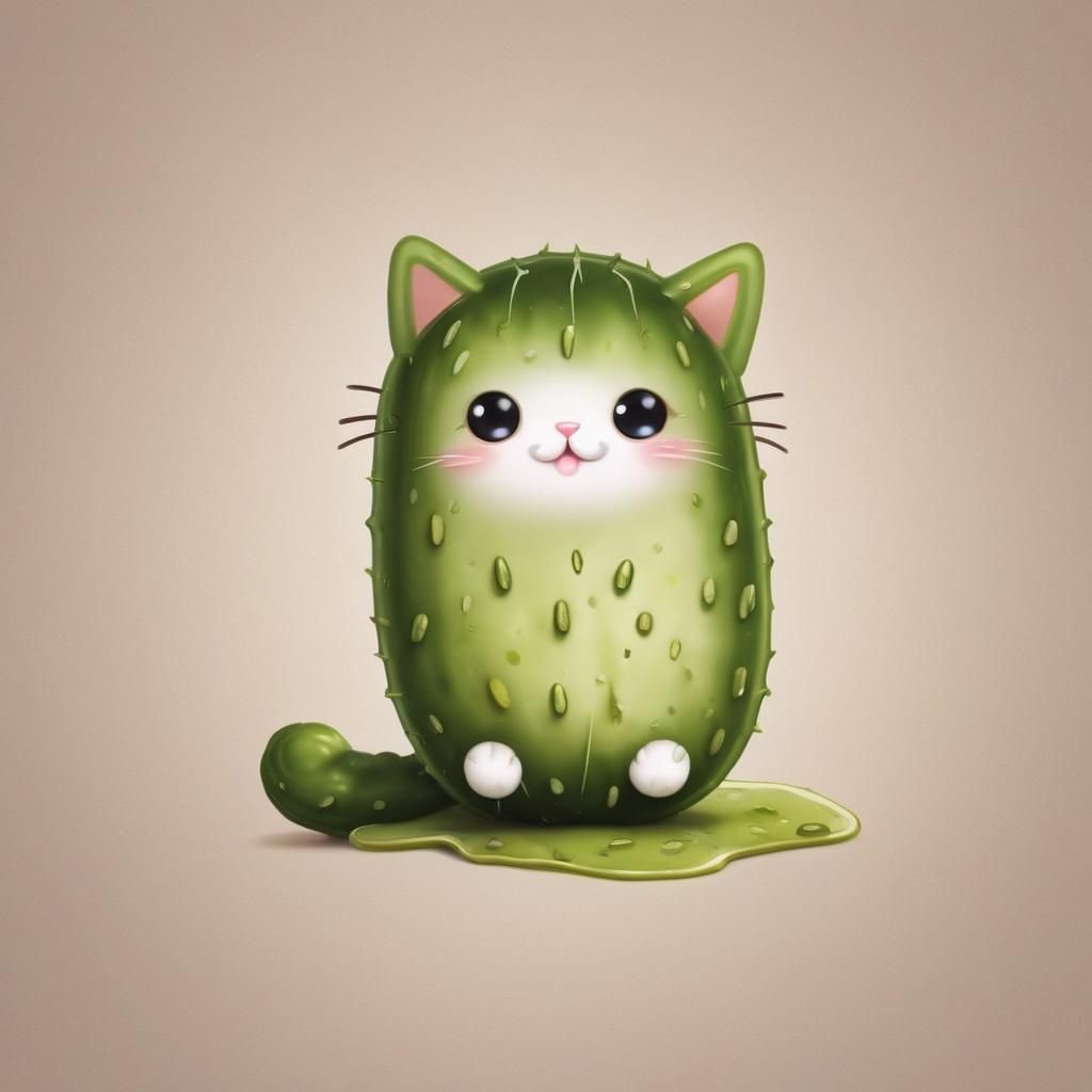 cute kawaii dill pickle cat
