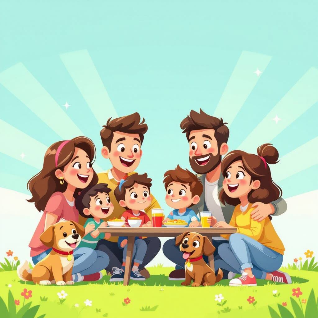 Cartoon Family Time: Cheerful 3D Digital Art