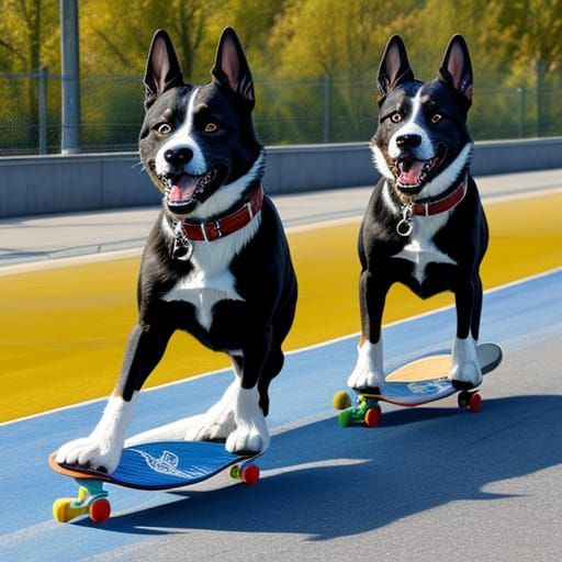 Adorable Dogs Skateboarding with Joyful Energy