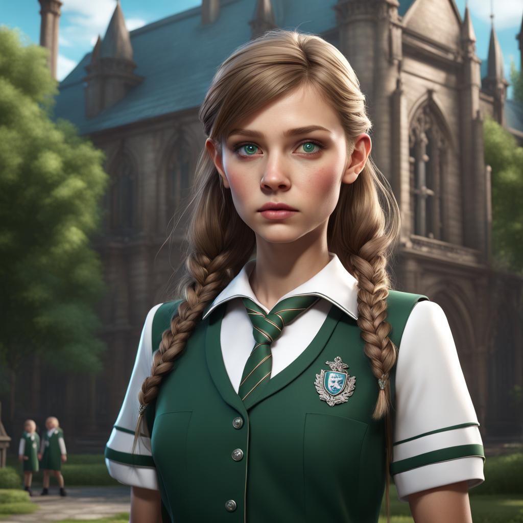 Beautiful Woman in School Uniform: Fantasy Art