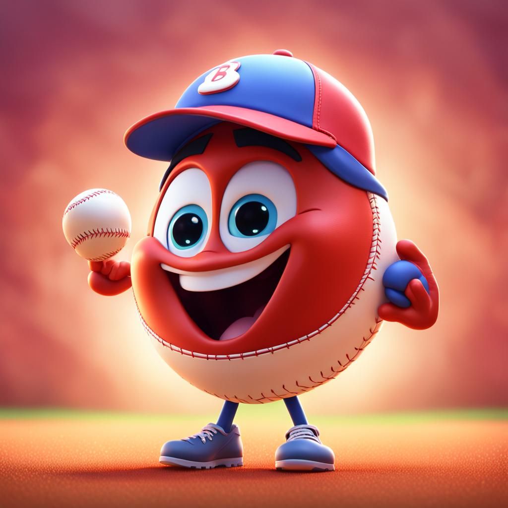 Adorable Baseball Player with Cute Smiles in 3D