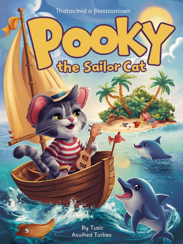 Pooky the Sailor Cat Book Cover Illustration