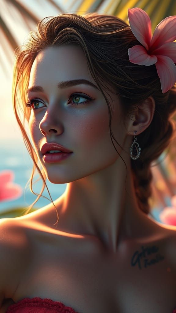 Eve in Paradise: Beautiful Portrait in Dynamic Lighting