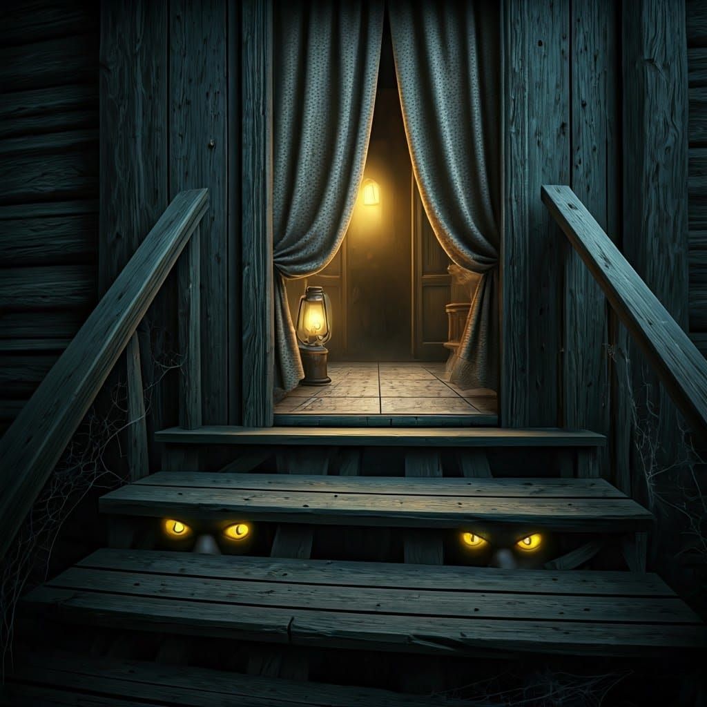 Eerie Abandoned House at Nightfall