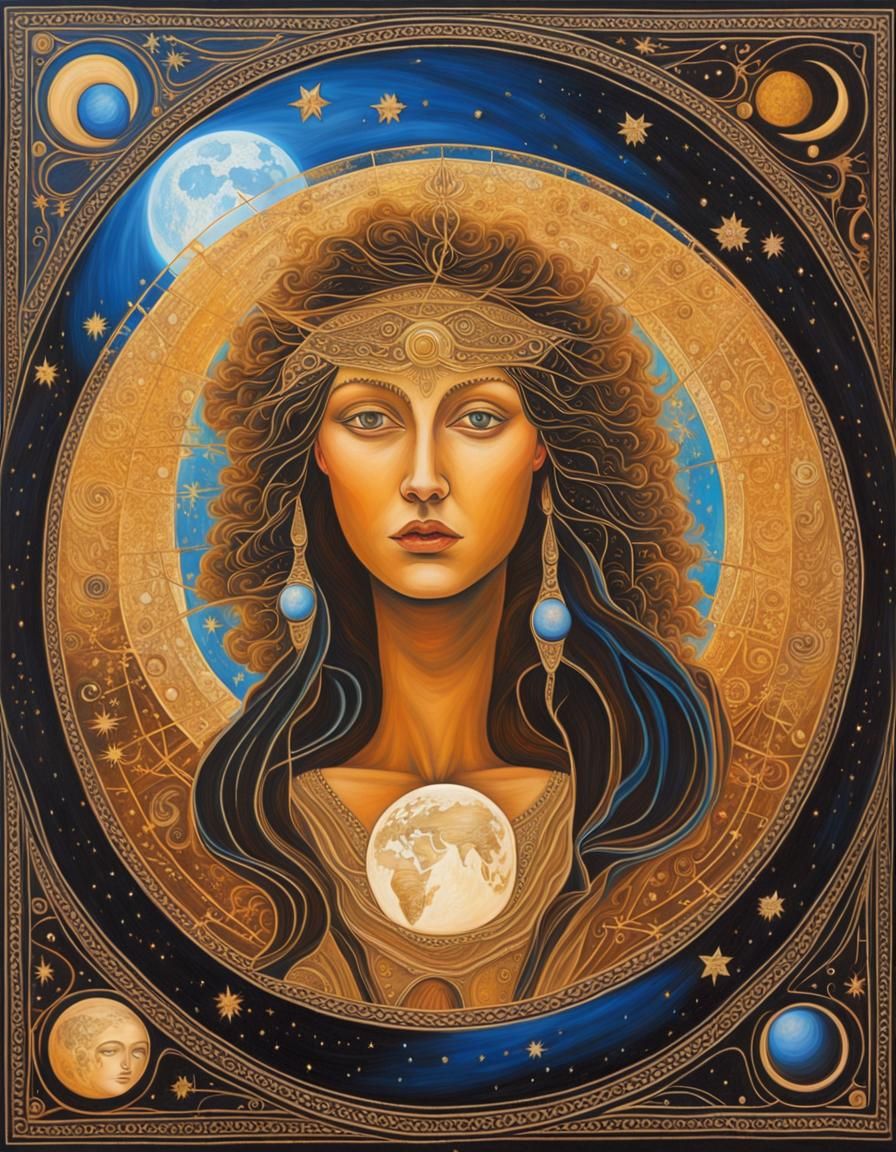 Greek Earth Mother in Luminous Acrylic Art