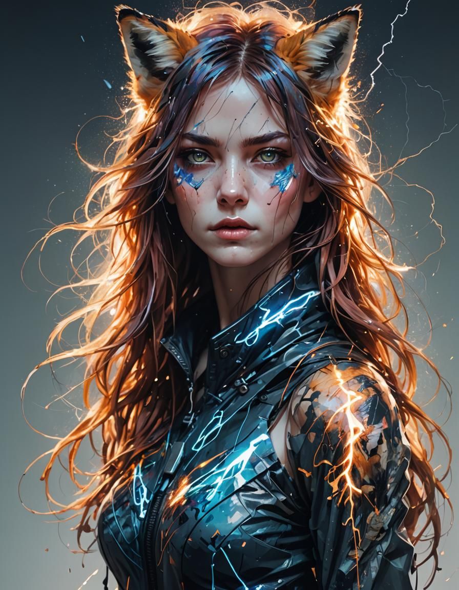 Electric Fox God in Hyper-Realistic Digital Art