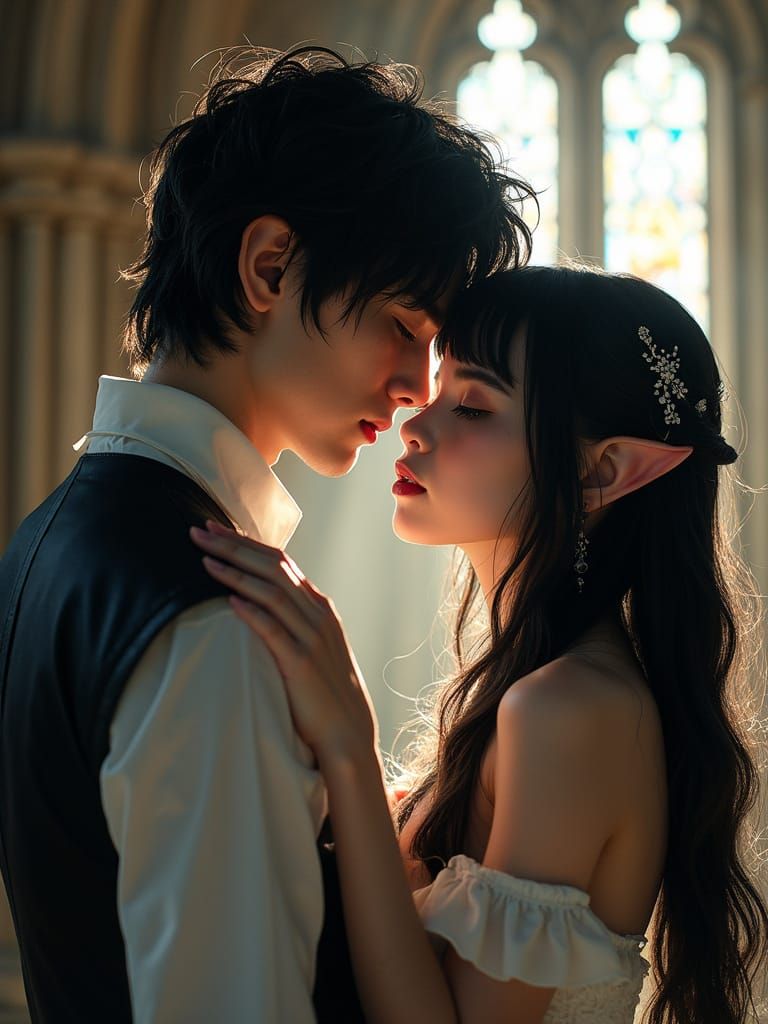 Vampire Elf Couple in Gothic Sunlight