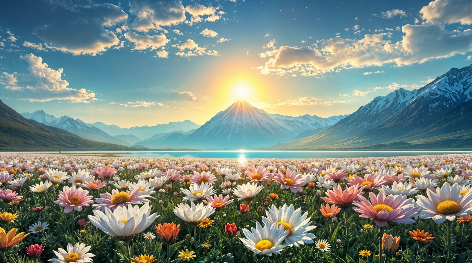 Surreal Landscape Under Midnight Sun