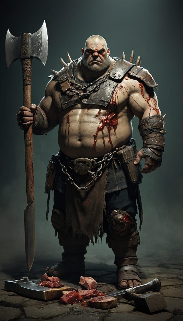 Fat Man in Cyberpunk Armor