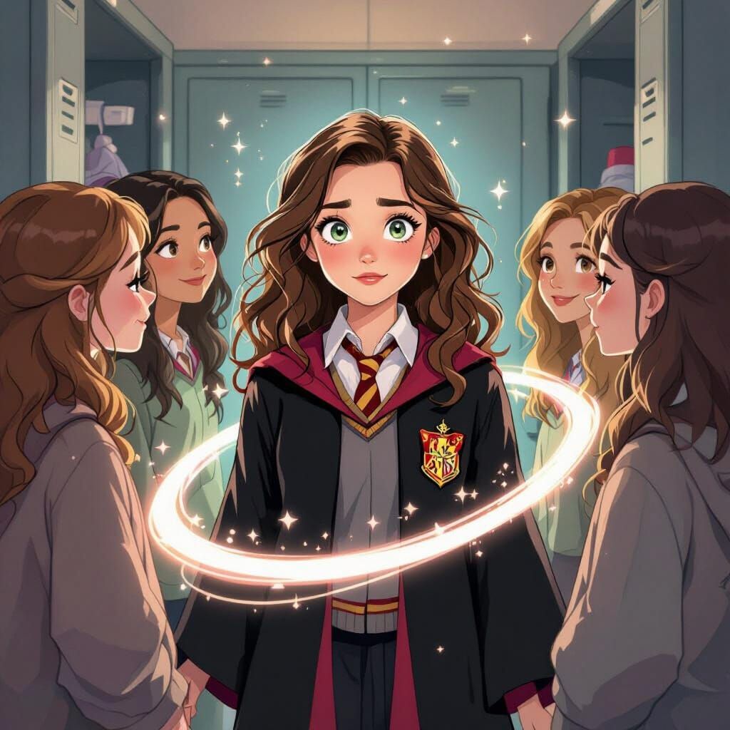 Hermione Granger Hypnotized in Locker Room, Ethereal Style