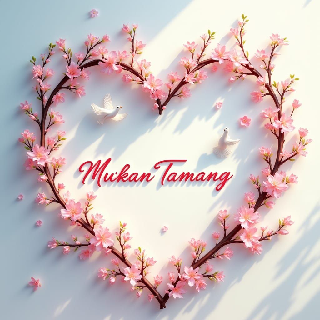 Elegant Script Name Surrounded by Blossoms and Doves