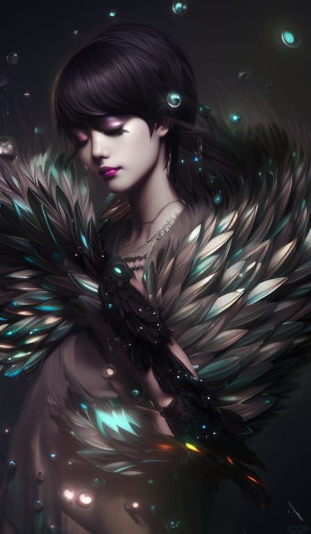 Shattered Obsidian Punk Portrait in High Contrast