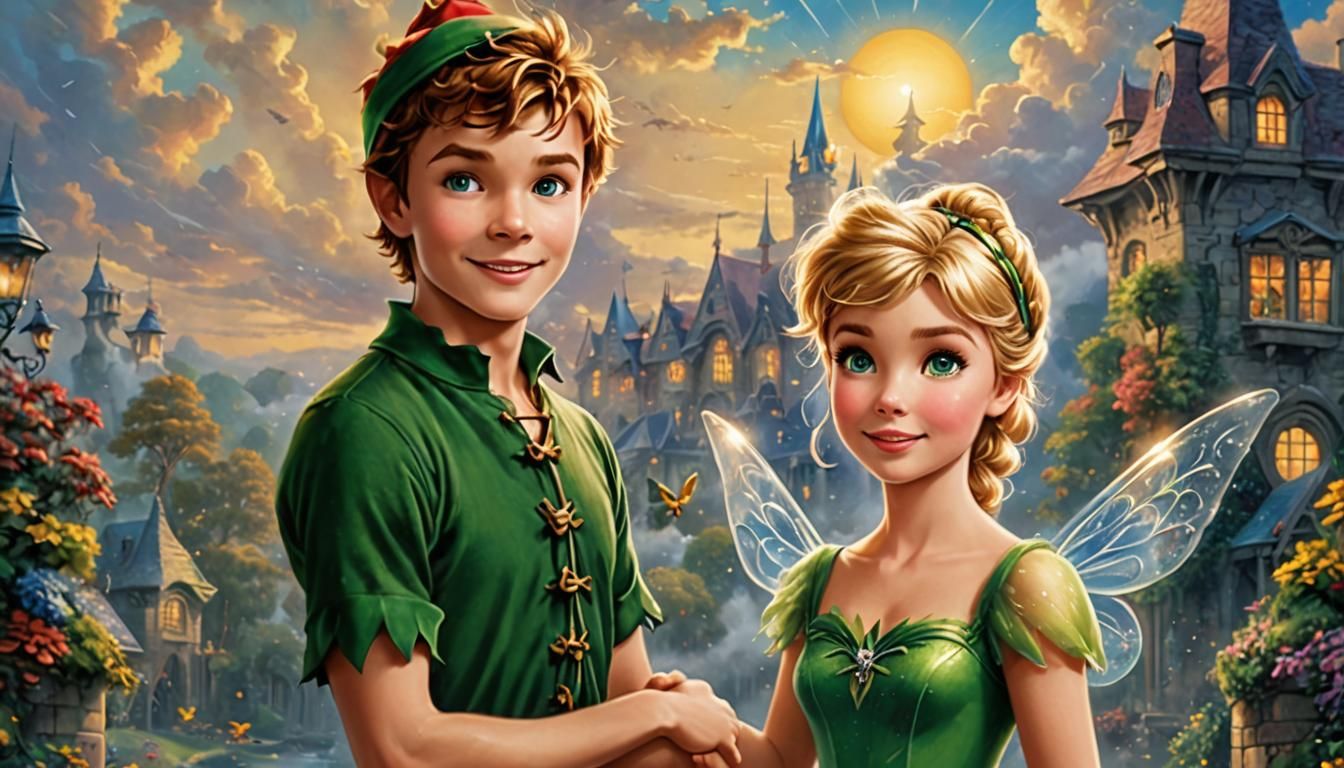 Peter Pan and Tinkerbell Visit Elder Wendy: Hyperdetailed