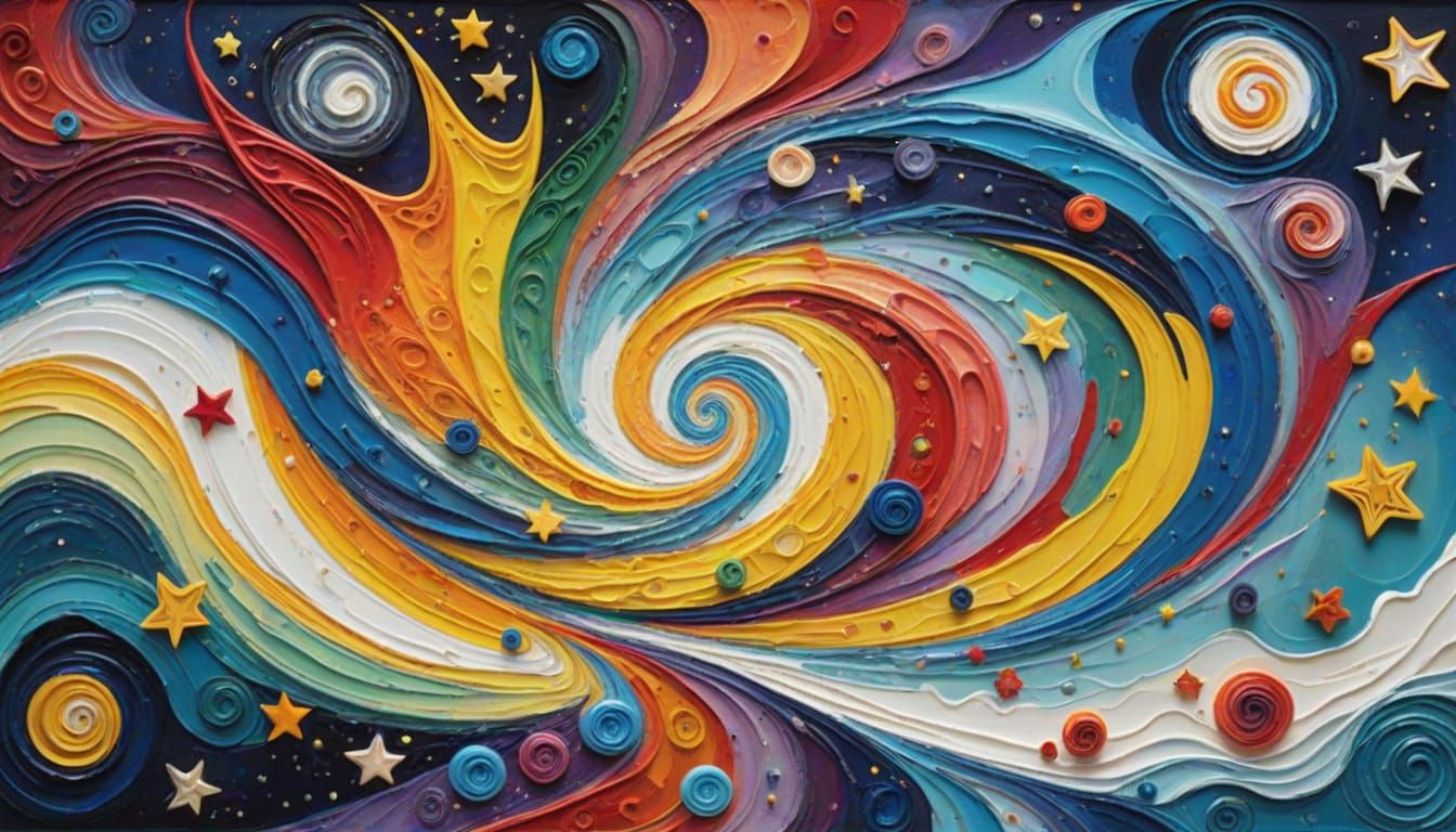 Surreal Cosmic Birth in Vibrant Impasto