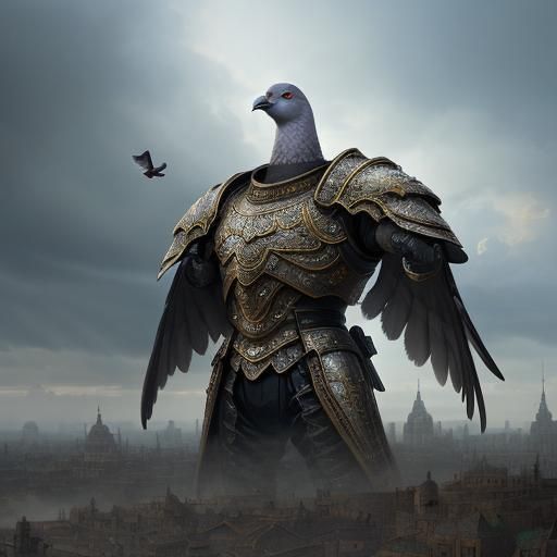 Pigeons in Armor: Detailed Digital Matte Painting