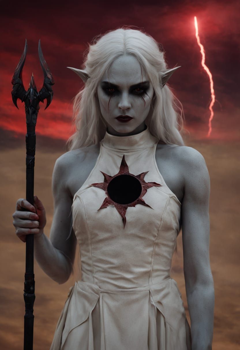 Cinematic Close-Up of Towa with Glowing Red Eyes