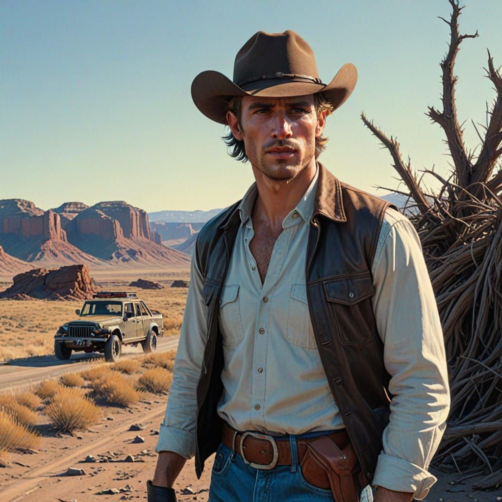 Chiseled Cowboy in Earth-Toned Chaps