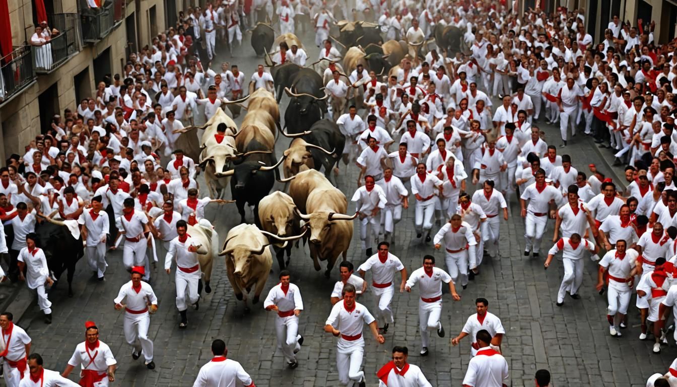Running of the Bulls in Pamplona, Spain