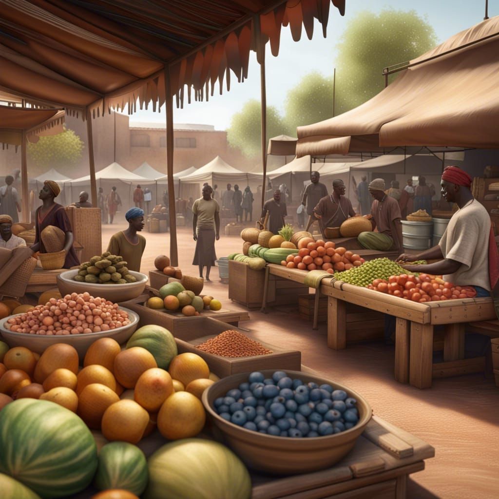Realistic Burkina Faso Market in Hyperdetailed Photorealism