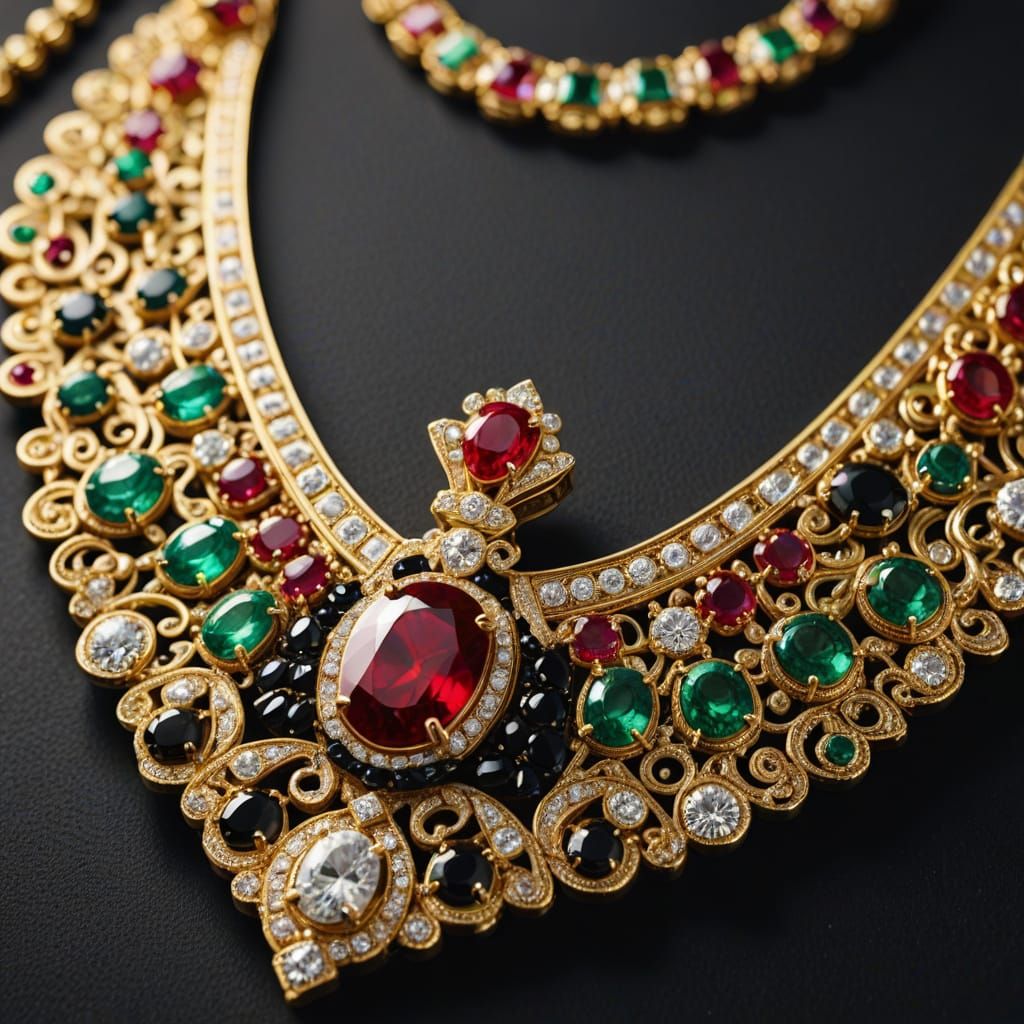 Luxury Golden Jewelry with Glittering Gems in Vogue Style