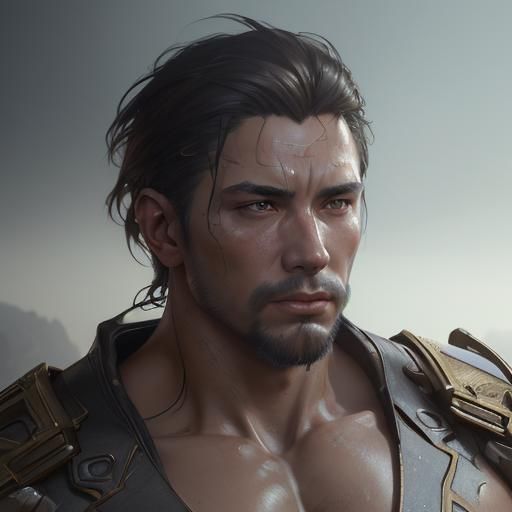 Hyperdetailed Portrait of Shirtless Soldiers