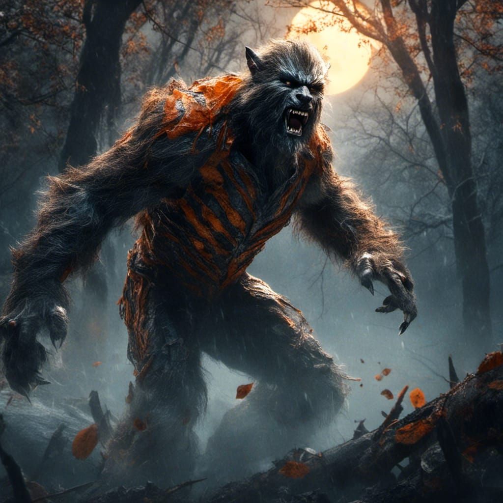 Ferocious Tiger Rampage in Misty Moonlight Forest