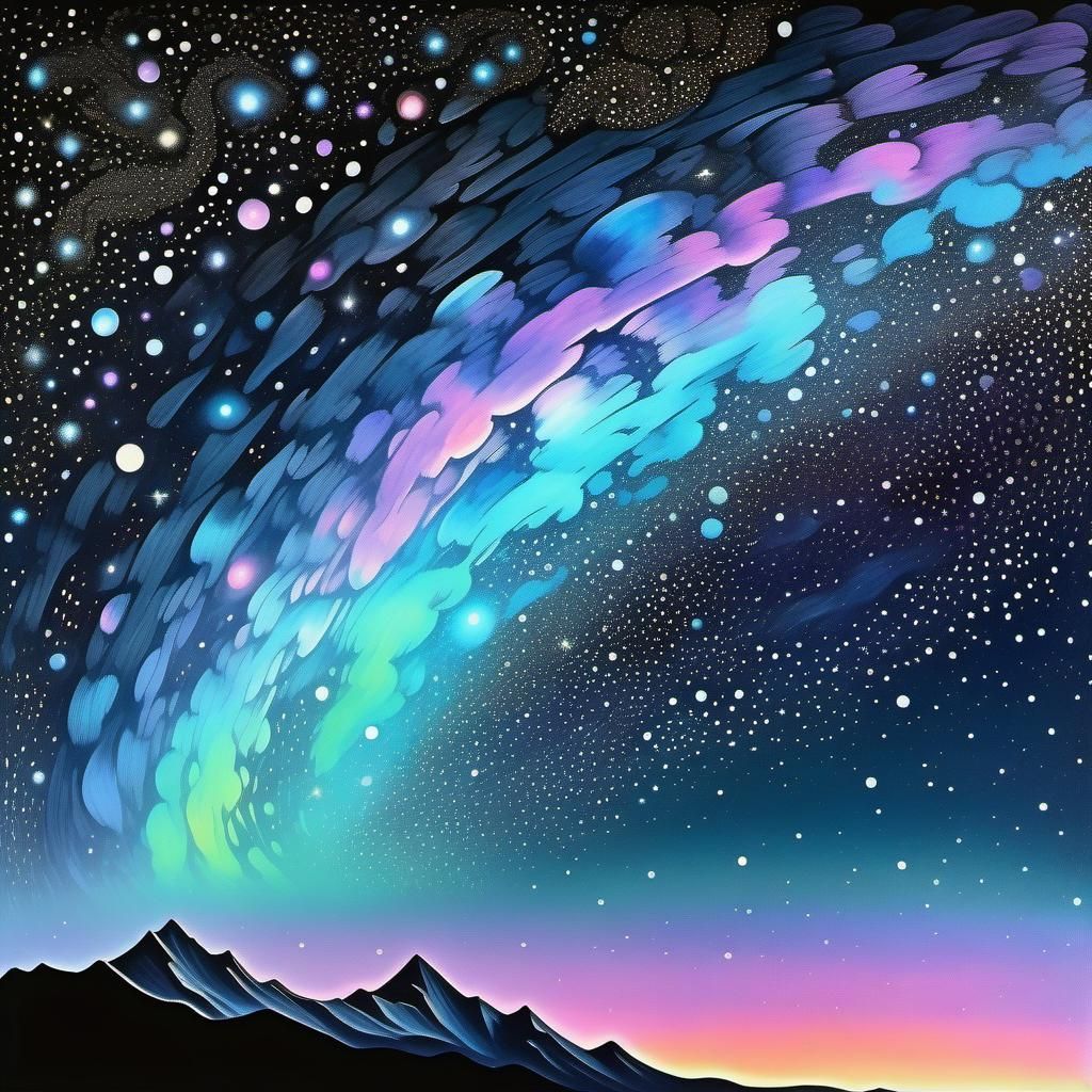 Art Deco Starry Night: Cosmic Fractal Aurora