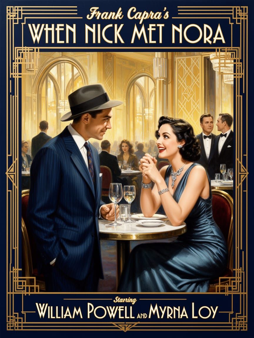 Art Deco Movie Poster: Nick Meets Nora