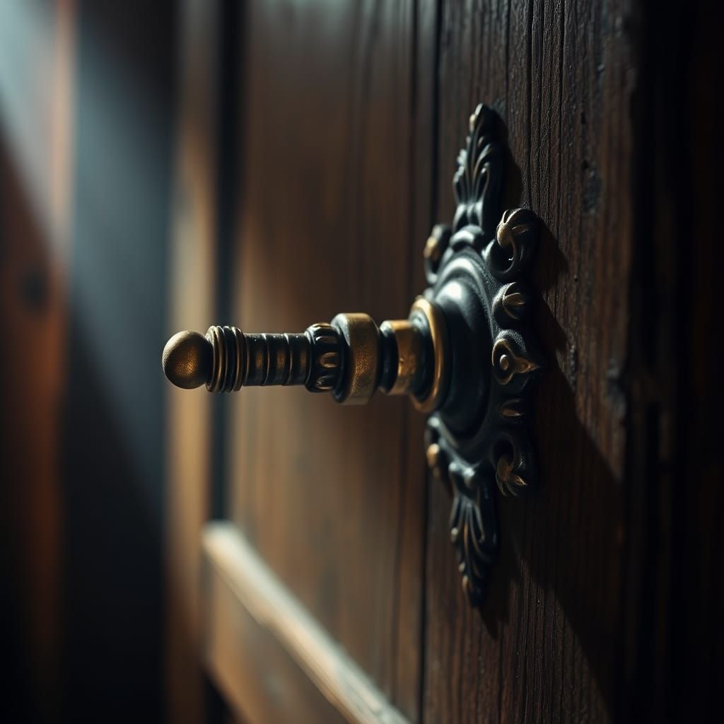 Antique Brass Tap on Weathered Wooden Door