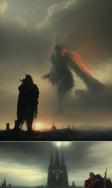 Heaven and Hell Juxtaposition in Cyberpunk Gothic Art