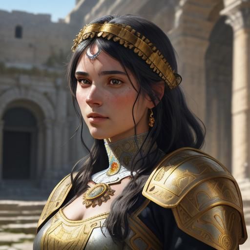 Dignified Roman Woman Portrait in Ancient City