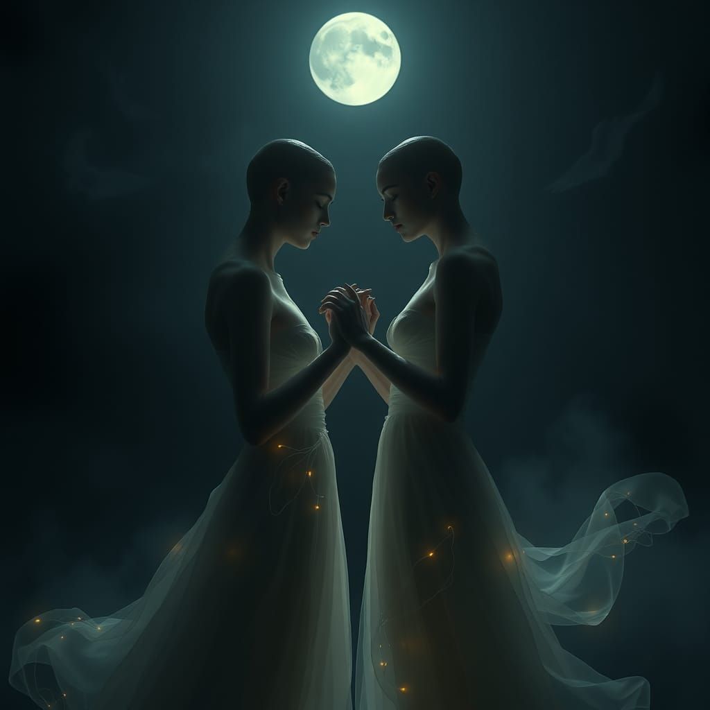 Ethereal Dance in the Darkness: A Digital Art Piece